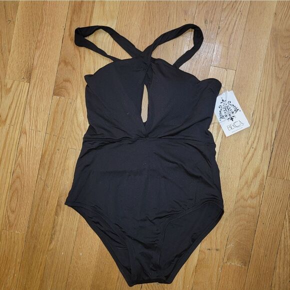 Becca by Rebecca Virtue Fine Line Tessa Crossover High Neck One-Piece Si… - Picture 9 of 15